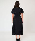 Elvira x Unique Vintage Black Flocked Hollywood Duster - Unique Vintage -