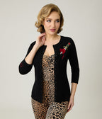 Elvira x Unique Vintage Black Heart Dagger Cardigan - Unique Vintage - Womens, TOPS, SWEATERS