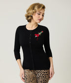 Elvira x Unique Vintage Black Heart Dagger Cardigan - Unique Vintage - Womens, TOPS, SWEATERS