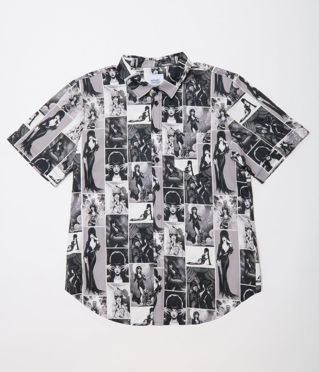 Elvira x Unique Vintage Elvira Animated Mens Shirt - Unique Vintage - Mens, TOPS, SHIRTS