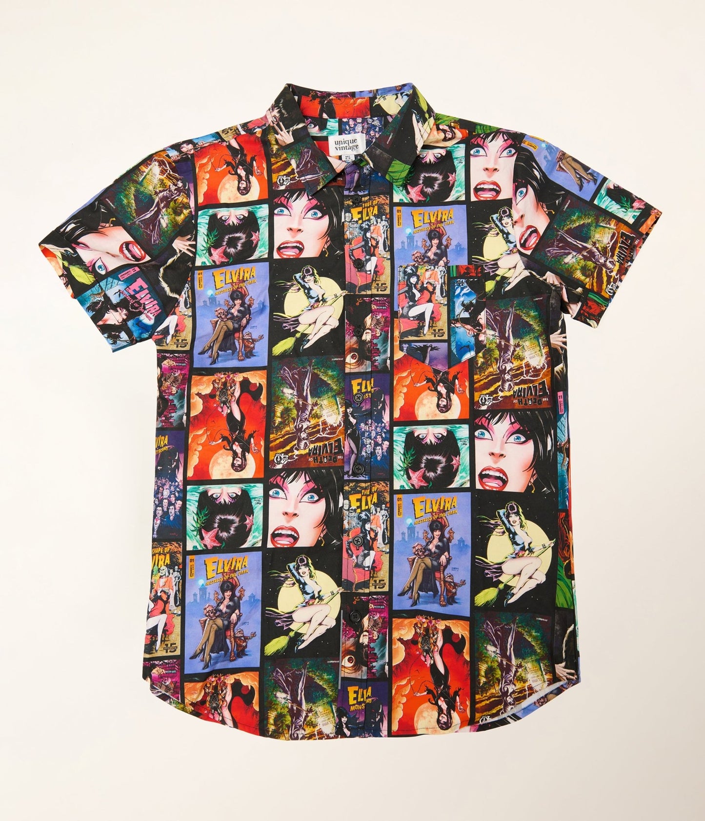 Elvira x Unique Vintage Elvira Comic Mens Shirt - Unique Vintage - Mens, TOPS, WOVEN TOPS