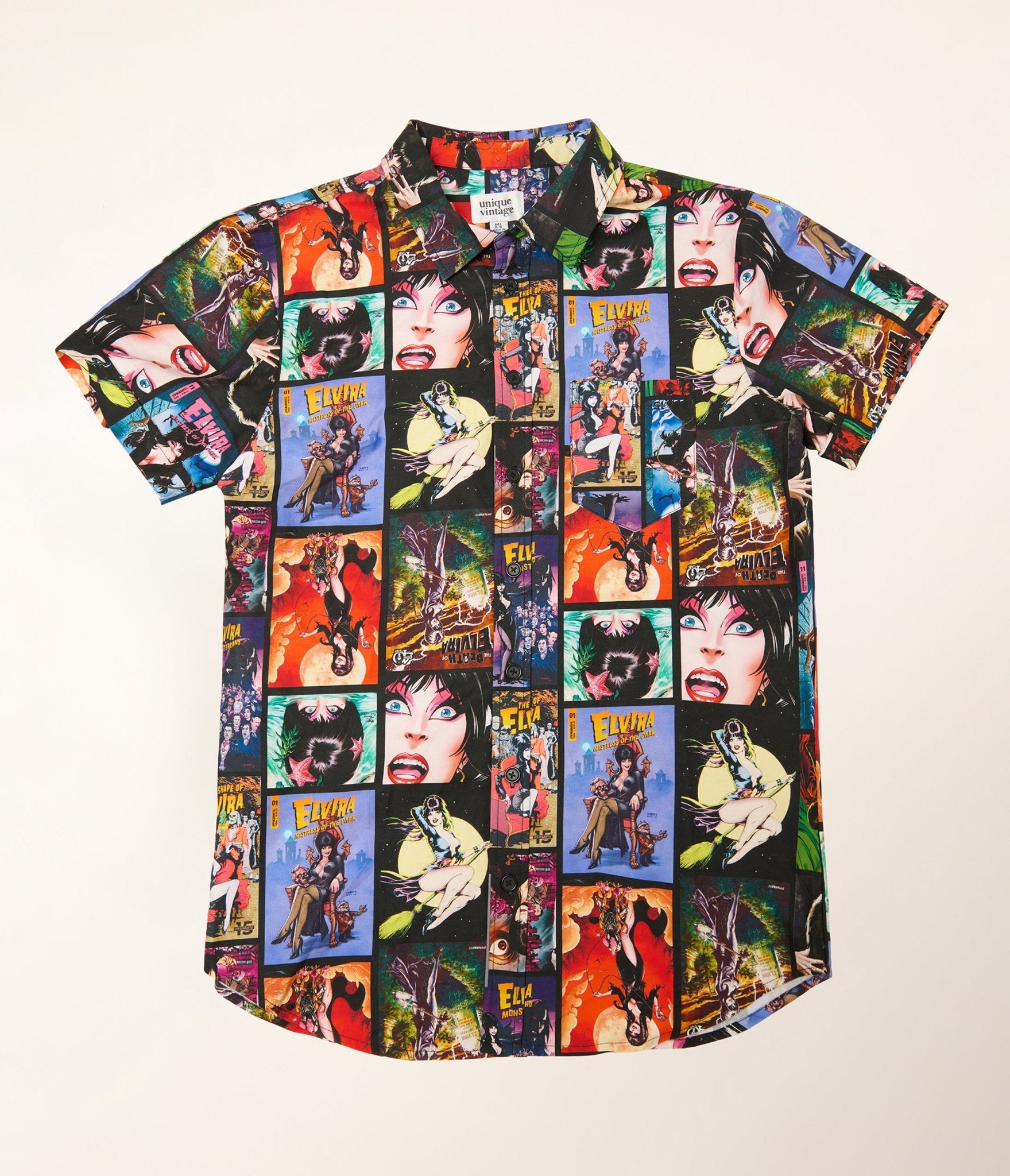 Elvira x Unique Vintage Elvira Comic Mens Shirt - Unique Vintage - Mens, TOPS, WOVEN TOPS