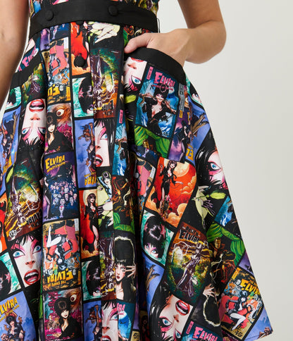 Elvira x Unique Vintage Elvira Comic Print Hedda Swing Dress - Unique Vintage - Womens, DRESSES, SWING