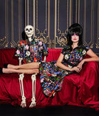 Elvira x Unique Vintage Elvira Comic Print Hedda Swing Dress - Unique Vintage - Womens, DRESSES, SWING