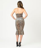 Elvira x Unique Vintage Leopard Print Elvira Signature Velvet Pencil Dress - Unique Vintage - Womens, DRESSES, WIGGLE