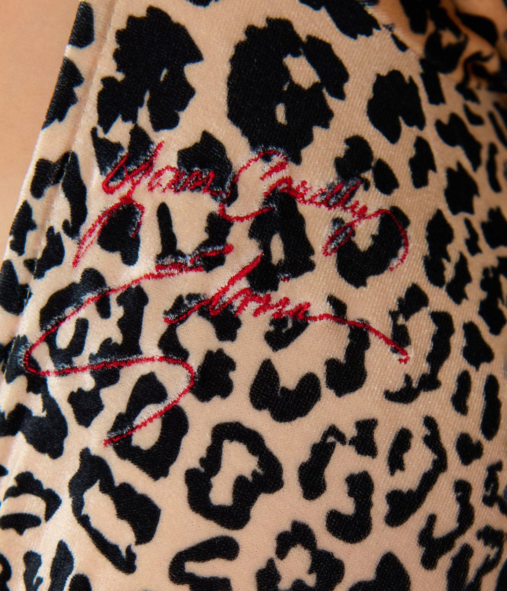 Elvira x Unique Vintage Leopard Print Velvet Shailene Pencil Dress - Unique Vintage -