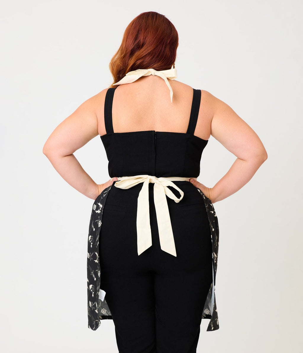 Elvira x Unique Vintage Plus Size Black Elvira Apron - Unique Vintage - Aprons