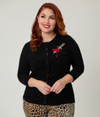 Elvira x Unique Vintage Plus Size Black Heart Dagger Cardigan - Unique Vintage - Womens, TOPS, SWEATERS