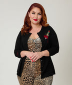 Elvira x Unique Vintage Plus Size Black Heart Dagger Cardigan - Unique Vintage - Womens, TOPS, SWEATERS
