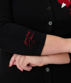 Elvira x Unique Vintage Plus Size Black Heart Dagger Cardigan - Unique Vintage - Womens, TOPS, SWEATERS
