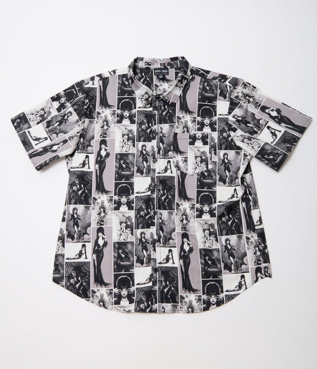 Elvira x Unique Vintage Plus Size Elvira Animated Mens Shirt - Unique Vintage - Mens, TOPS, SHIRTS
