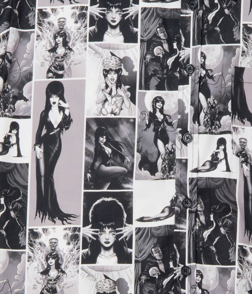 Elvira x Unique Vintage Plus Size Elvira Animated Mens Shirt - Unique Vintage - Mens, TOPS, SHIRTS