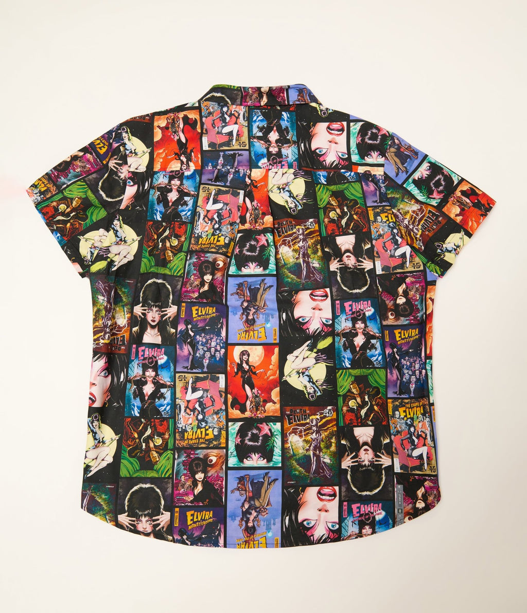 Elvira x Unique Vintage Plus Size Elvira Comic Mens Shirt - Unique Vintage - Mens, TOPS, WOVEN TOPS