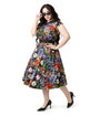 Elvira x Unique Vintage Plus Size Elvira Comic Print Hedda Swing Dress