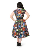 Elvira x Unique Vintage Plus Size Elvira Comic Print Hedda Swing Dress - Unique Vintage - Womens, DRESSES, SWING