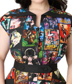 Elvira x Unique Vintage Plus Size Elvira Comic Print Hedda Swing Dress - Unique Vintage - Womens, DRESSES, SWING