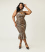 Elvira x Unique Vintage Plus Size Leopard Print Elvira Signature Velvet Pencil Dress
