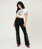 Embellished Black Denim Pants - Unique Vintage - Womens, BOTTOMS, PANTS