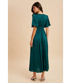 Emerald Flutter Sleeve Maxi Dress - Unique Vintage - Womens, DRESSES, MAXI