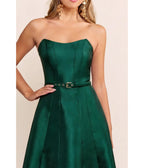 Emerald Strapless Belted Midi Dress - Unique Vintage - Midi Dresses