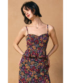 Fall Floral Ruffle Midi Dress - Unique Vintage - 