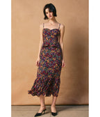 Fall Floral Ruffle Midi Dress - Unique Vintage - 