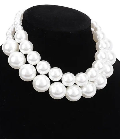 Faux Pearl Layered Necklace - Unique Vintage - Womens, ACCESSORIES, JEWELRY