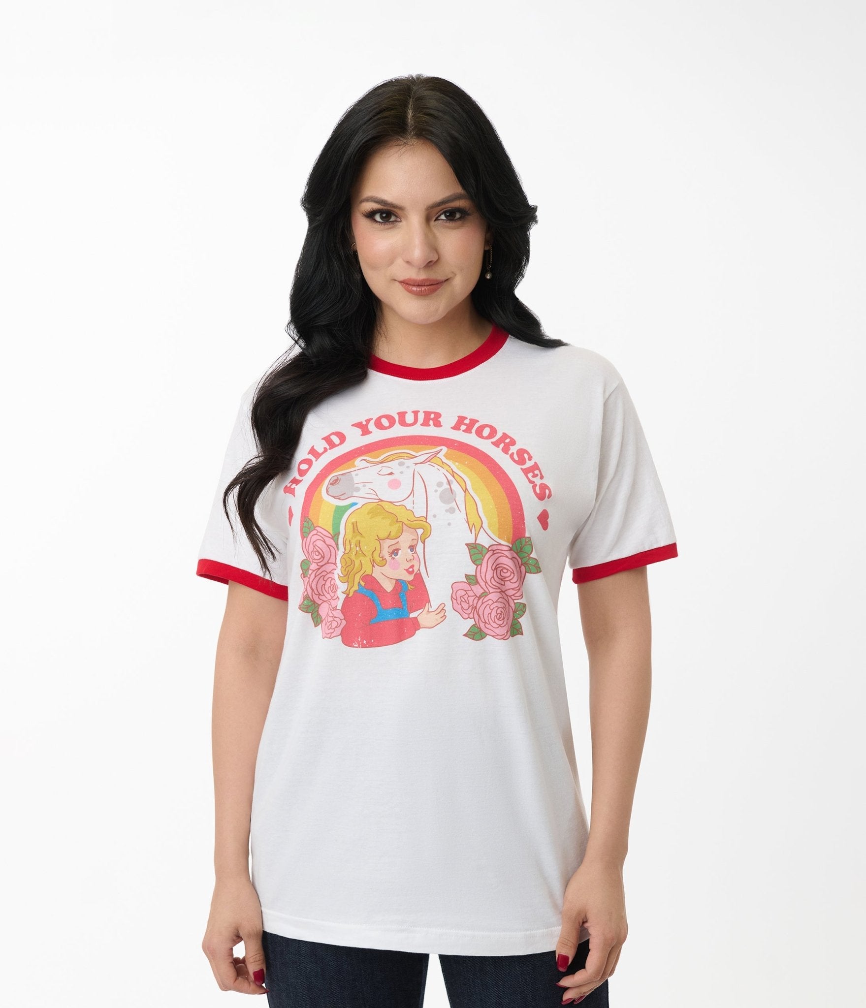 Femfetti Hold Your Horses Cotton Unisex Graphic Tee - Unique Vintage - Womens, TOPS, TEES