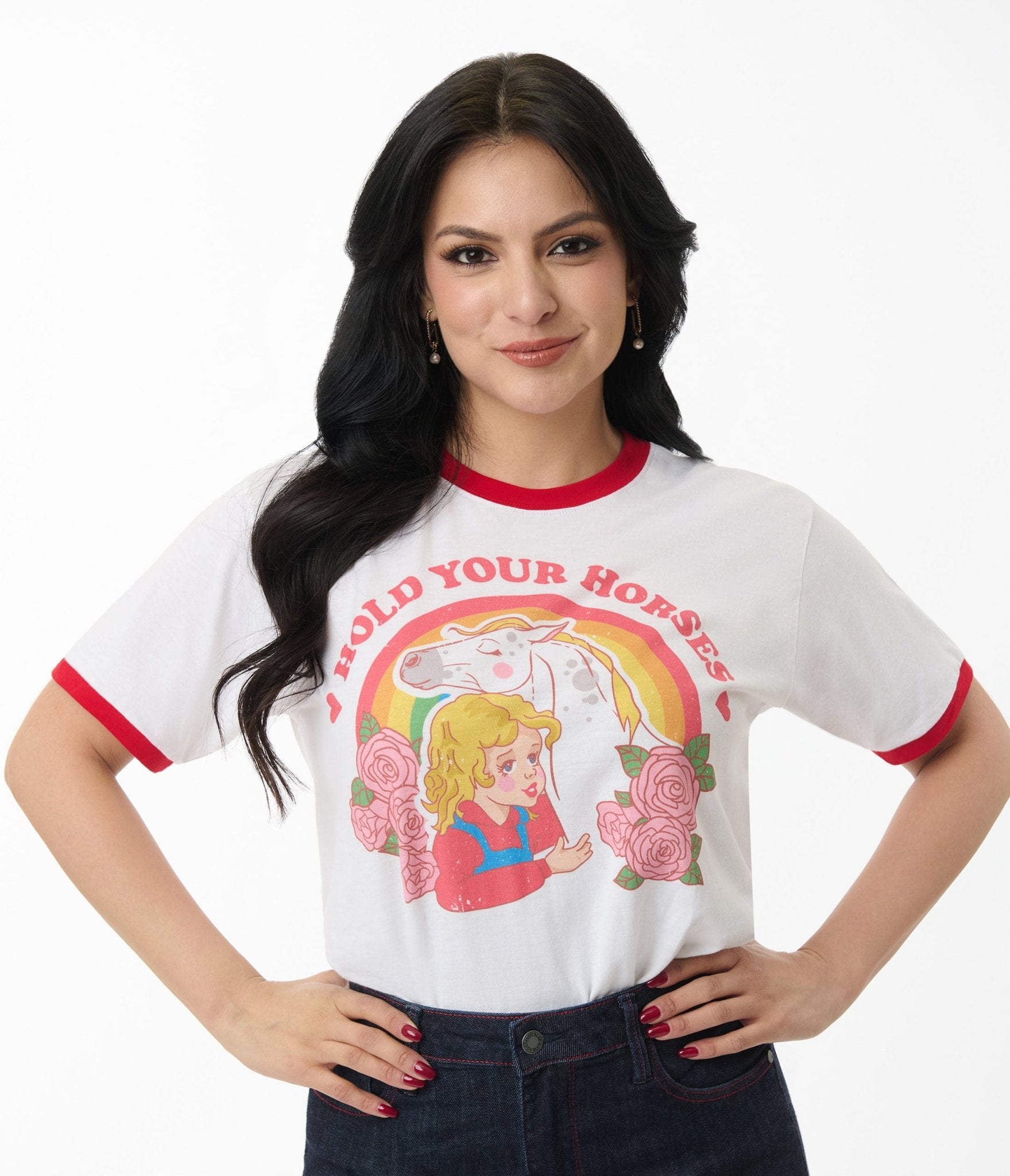 Femfetti Hold Your Horses Cotton Unisex Graphic Tee - Unique Vintage - Womens, TOPS, TEES