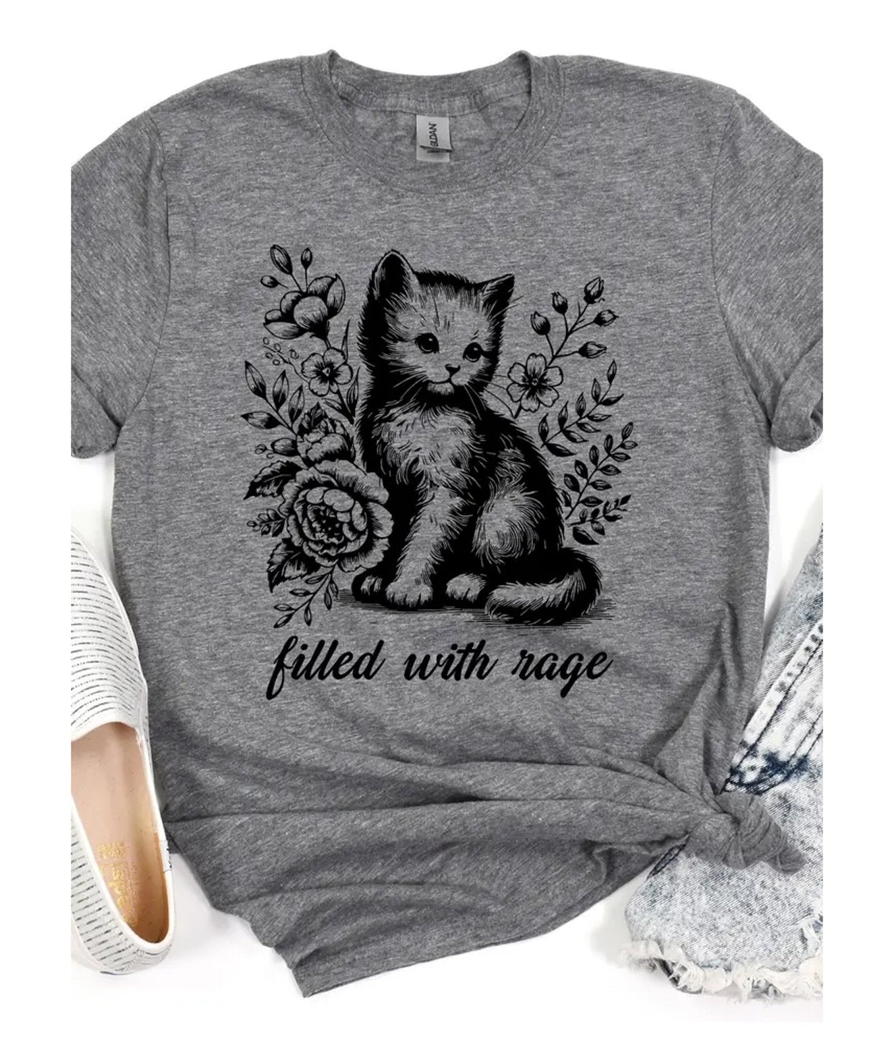 Filled With Rage Unisex Graphic Tee - Unique Vintage - Womens, TOPS, TEES