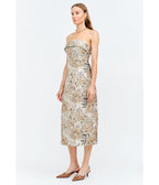 Floral Jacquard Strapless Midi Dress - Unique Vintage - Womens, DRESSES, MIDI