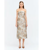 Floral Jacquard Strapless Midi Dress - Unique Vintage - Womens, DRESSES, MIDI