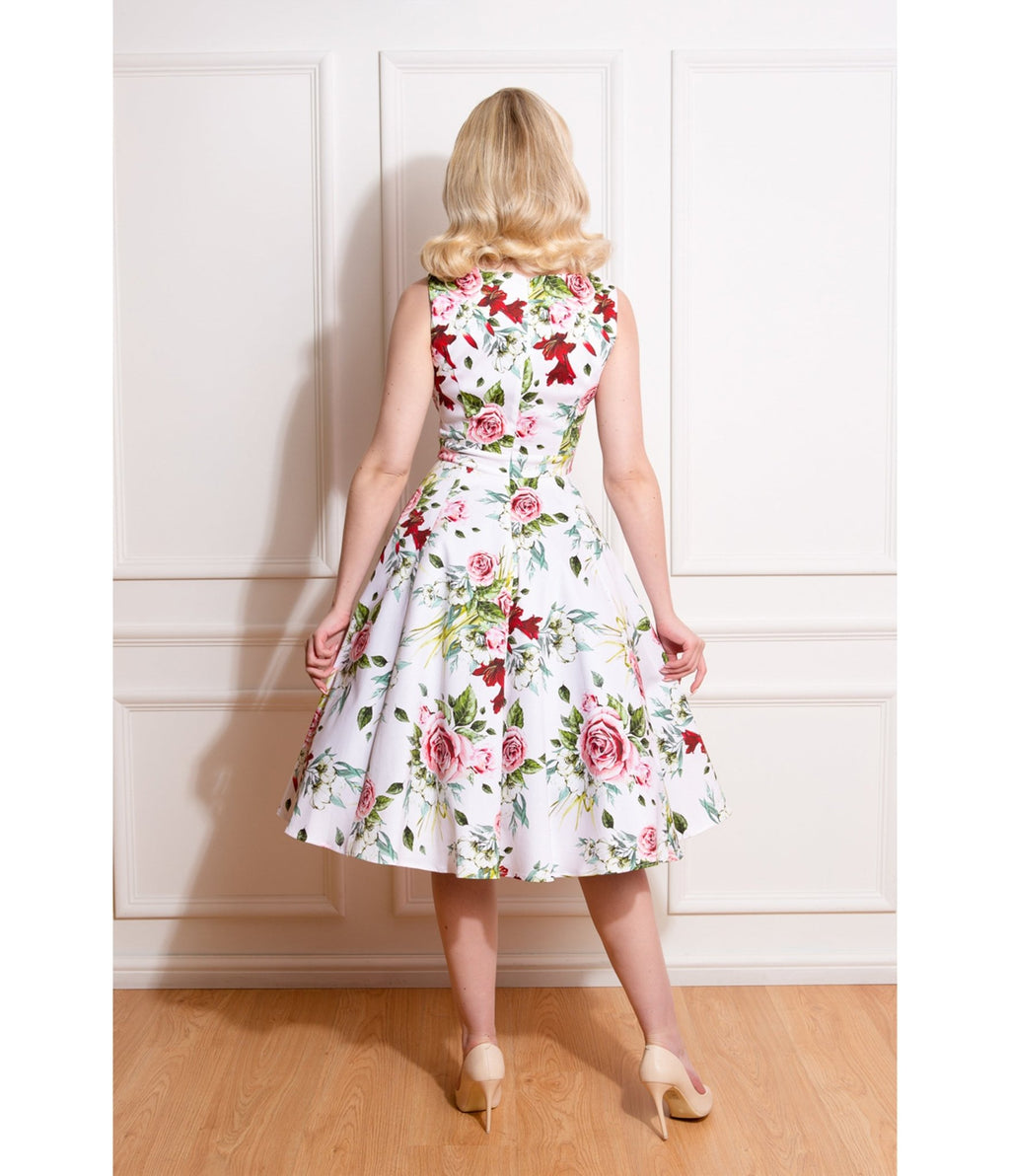 Floral Print Carole Swing Dress - Unique Vintage - Womens, DRESSES, SWING