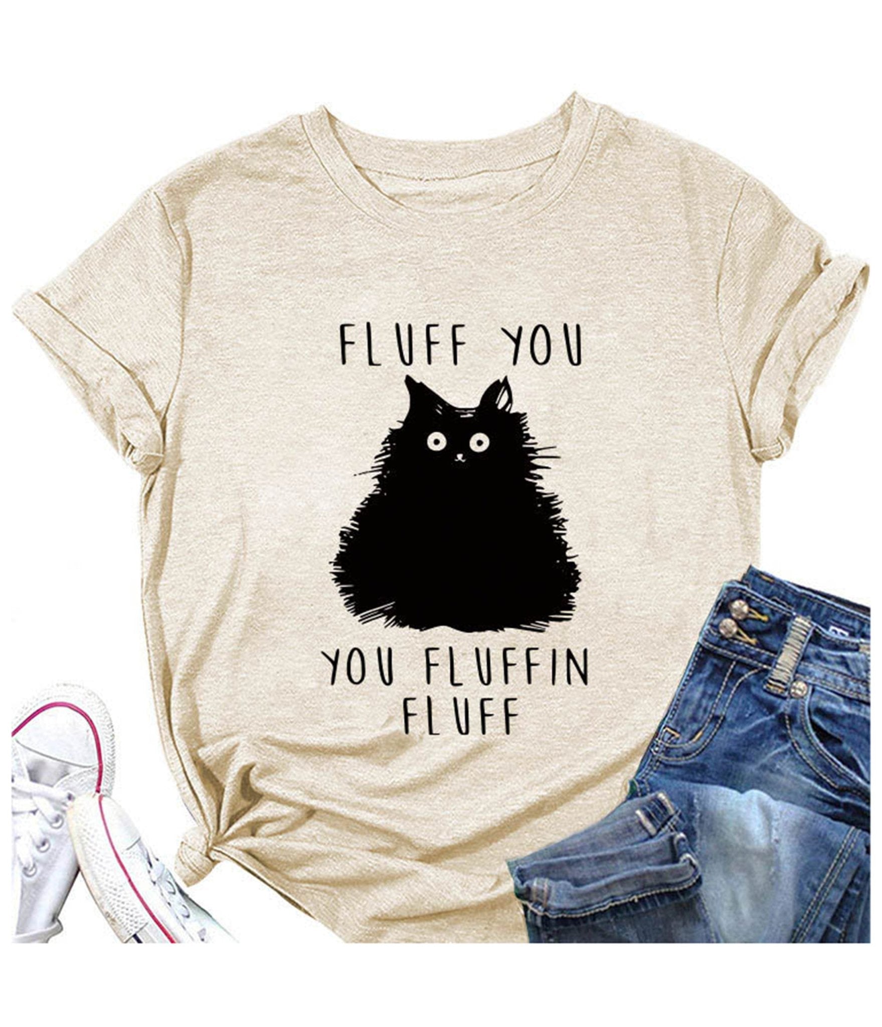 Fluff You Cat Unisex Graphic Tee - Unique Vintage - Womens, GRAPHIC TEES, TEES