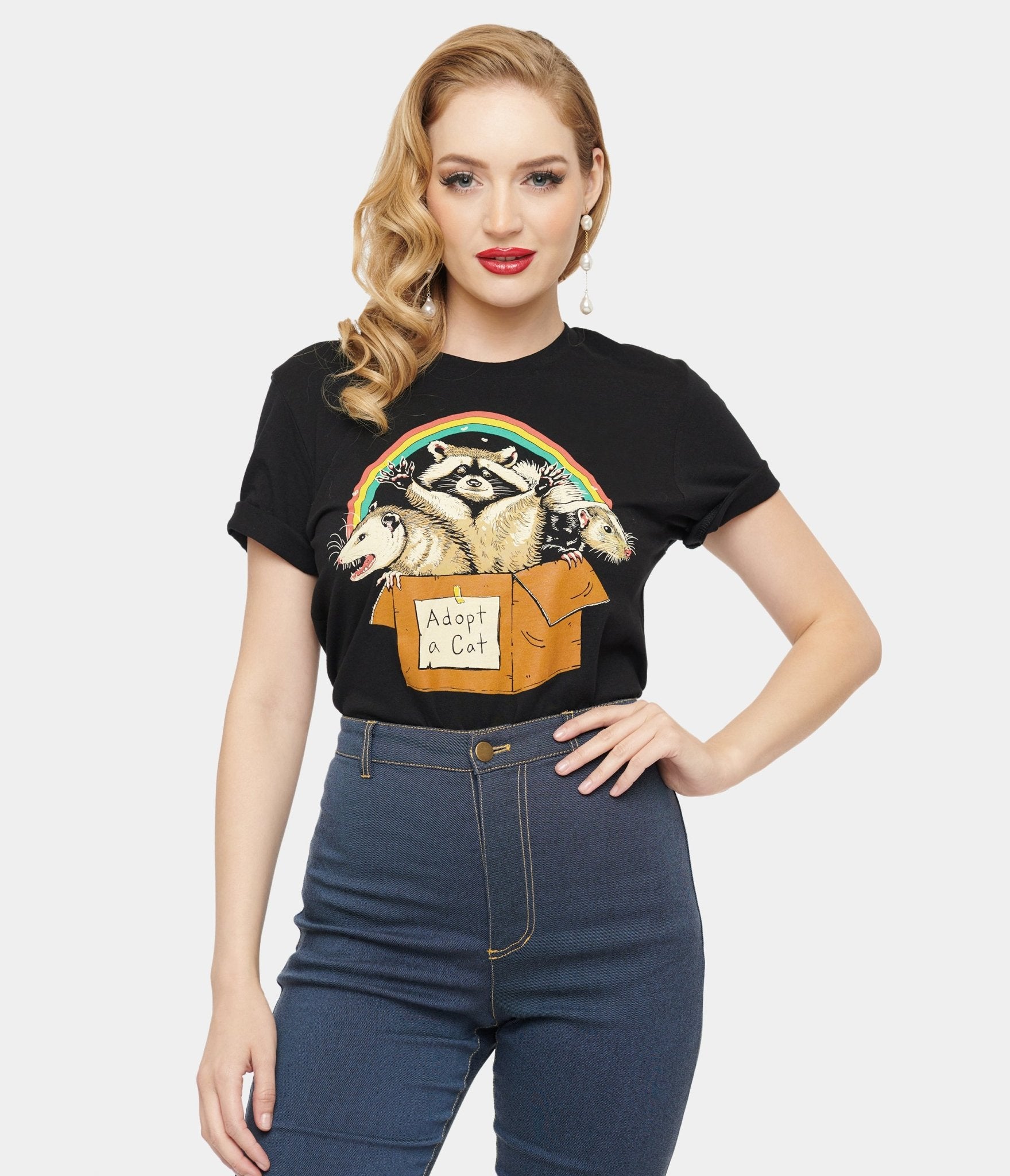 Forbidden Cats Unisex Graphic Tee - Unique Vintage - Womens, TOPS, TEES