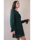 Forest Green Long Sleeve Mini Dress - Unique Vintage - Womens, DRESSES, FIT AND FLARE