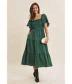 Forest Green Tiered Midi Dress - Unique Vintage - Womens, DRESSES, MIDI