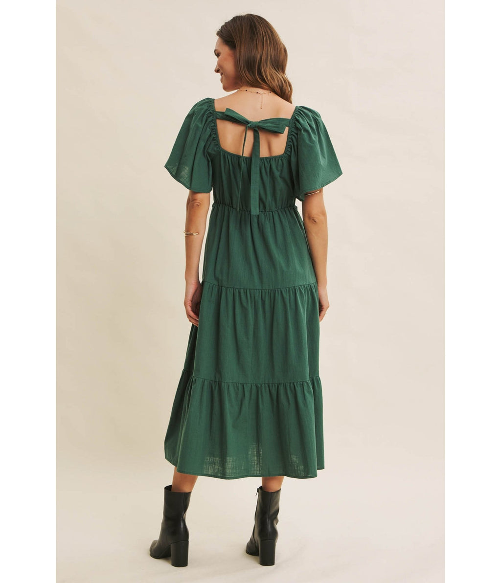 Forest Green Tiered Midi Dress - Unique Vintage - Womens, DRESSES, MIDI