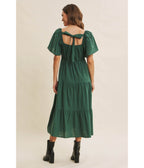 Forest Green Tiered Midi Dress - Unique Vintage - Womens, DRESSES, MIDI