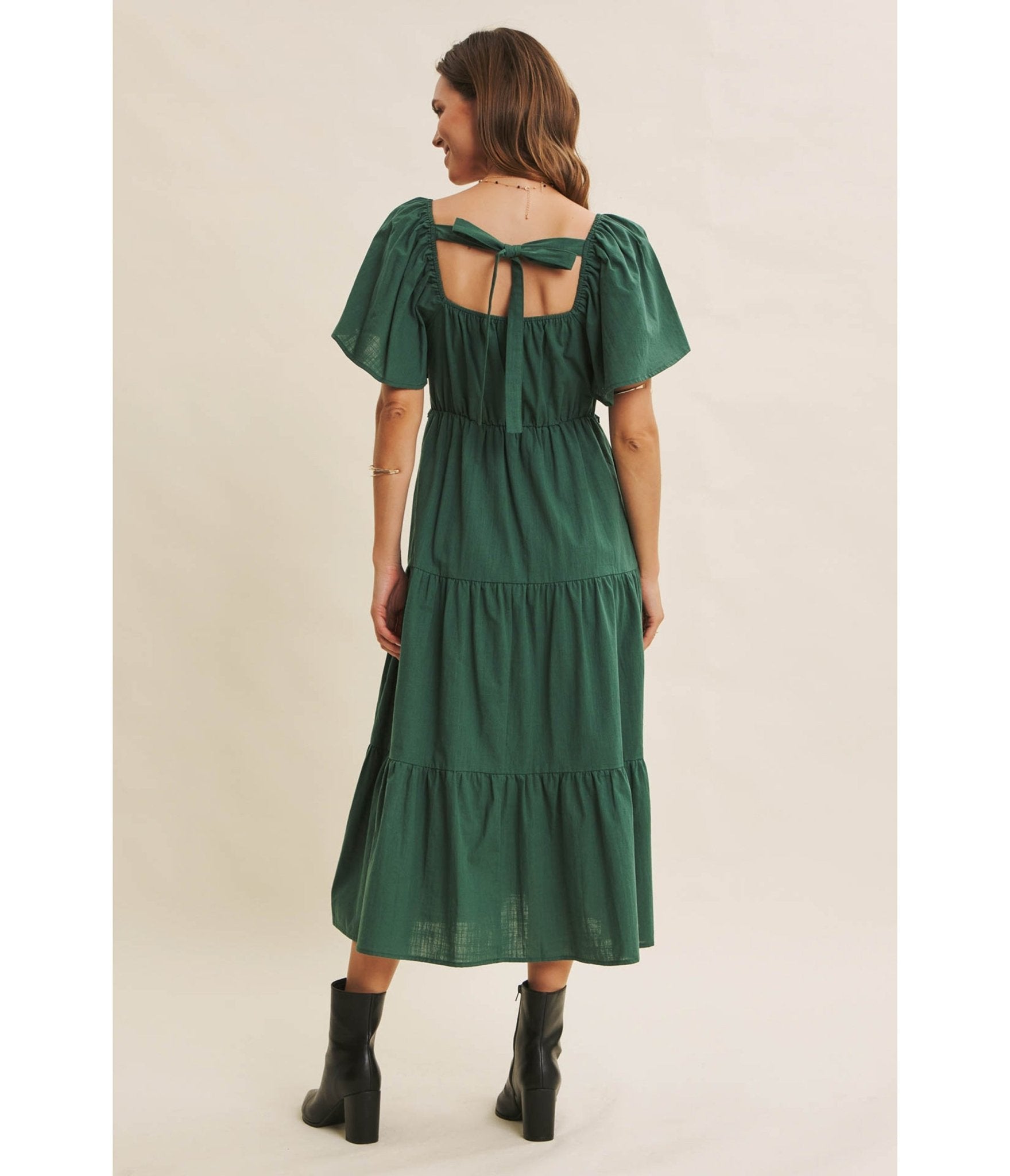 Forest Green Tiered Midi Dress - Unique Vintage - Womens, DRESSES, MIDI