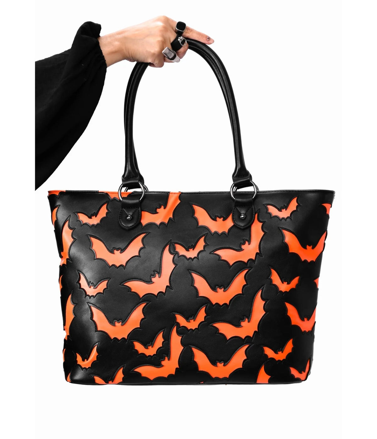 Foxblood Black & Orange Bat Leatherette Tote Bag - Unique Vintage - Handbags
