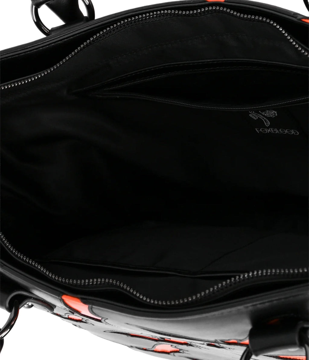 Foxblood Black & Orange Bat Leatherette Tote Bag - Unique Vintage - Handbags