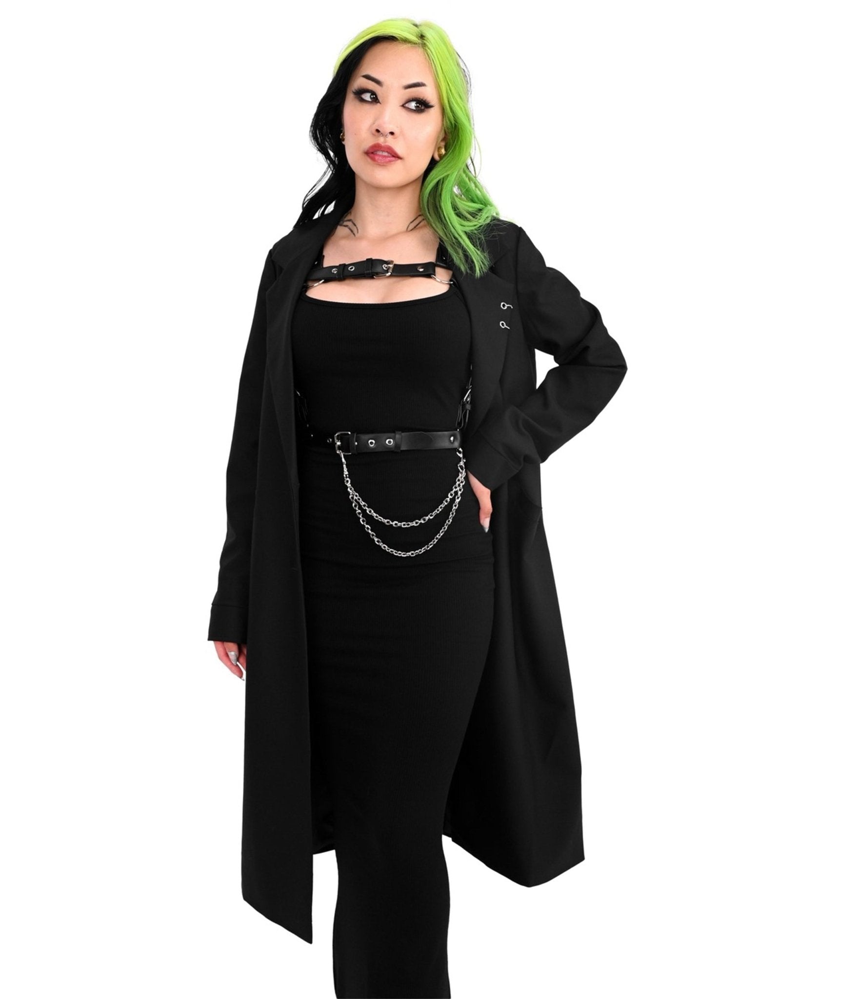 Foxblood Black Rory Trench Coat - Unique Vintage - Womens, TOPS, OUTERWEAR