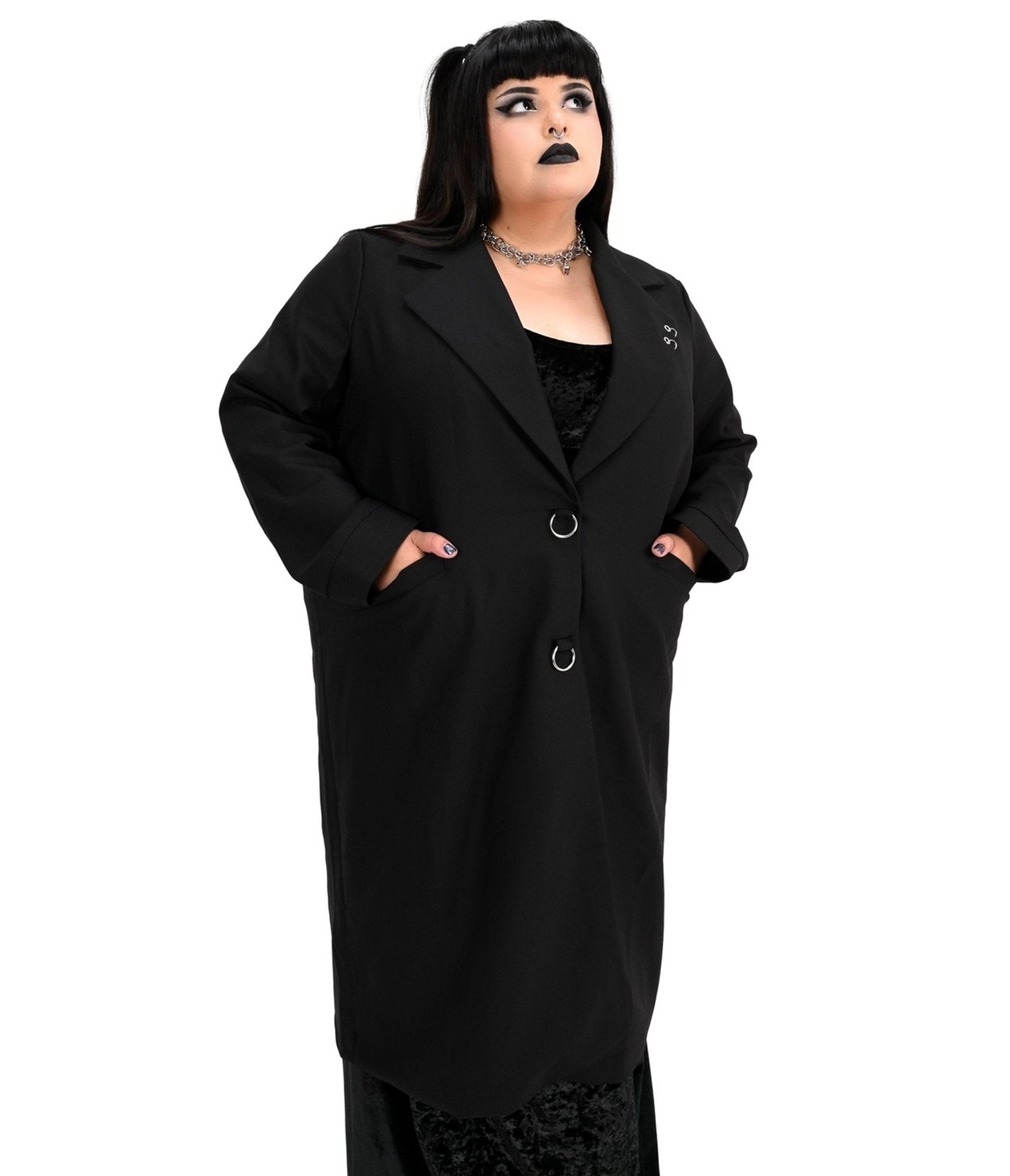 Foxblood Black Rory Trench Coat - Unique Vintage - Womens, TOPS, OUTERWEAR