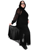 Foxblood Black Sheer Mess Long Sleeve Mary Maxi Dress - Unique Vintage - Womens, DRESSES, MAXI