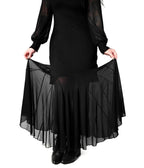 Foxblood Black Sheer Mess Long Sleeve Mary Maxi Dress - Unique Vintage - Womens, DRESSES, MAXI