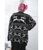 Foxblood Black Undead Reindeer Long Open Cardigan - Unique Vintage - Cardigans