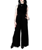 Foxblood Black Wrap Front Wide Leg Pants - Unique Vintage - Womens, BOTTOMS, PANTS