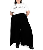 Foxblood Black Wrap Front Wide Leg Pants - Unique Vintage - Womens, BOTTOMS, PANTS