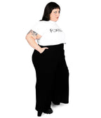 Foxblood Black Wrap Front Wide Leg Pants - Unique Vintage - Womens, BOTTOMS, PANTS